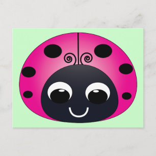 Roze Briefkaart Ladybug
