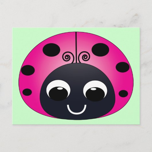 Roze Briefkaart Ladybug (Voorkant)