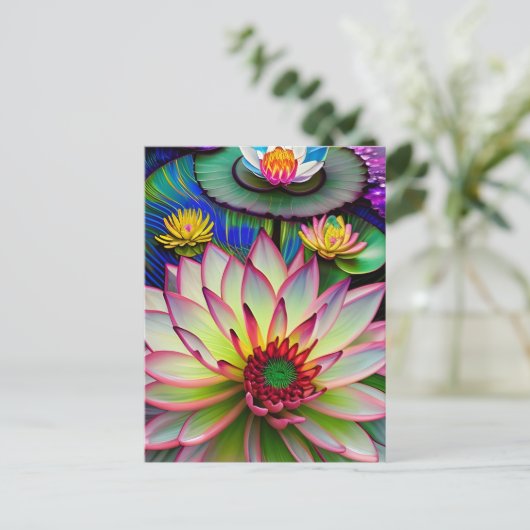 Roze Briefkaart met watervrij ventilator (Staand voorkant)