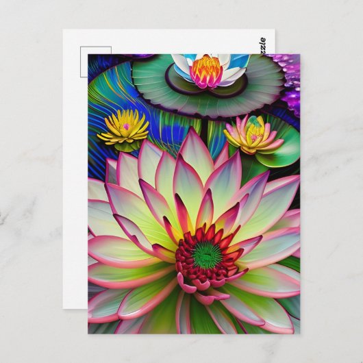 Roze Briefkaart met watervrij ventilator (Voorkant / Achterkant)