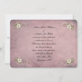 roze briefkaart met witte roos en lint hartritme (Achterkant)