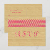 Roze Briefkaart Rustic Chevron RSVP (Voorkant / Achterkant)