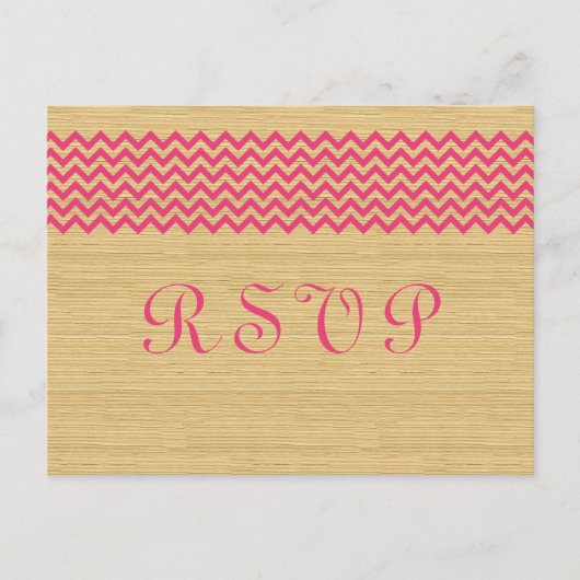 Roze Briefkaart Rustic Chevron RSVP (Voorkant)