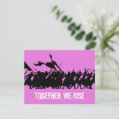 Roze Briefkaart "Samen, we stijgen" (Staand voorkant)