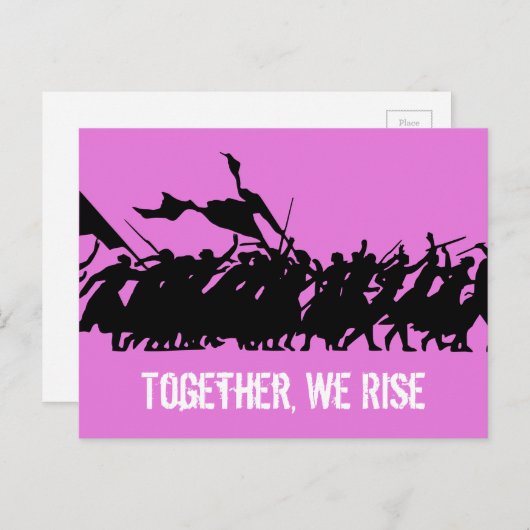 Roze Briefkaart "Samen, we stijgen" (Voorkant / Achterkant)