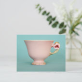 Roze Briefkaart Teacup (Staand voorkant)