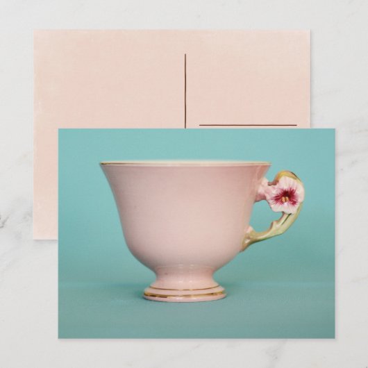 Roze Briefkaart Teacup (Voorkant / Achterkant)