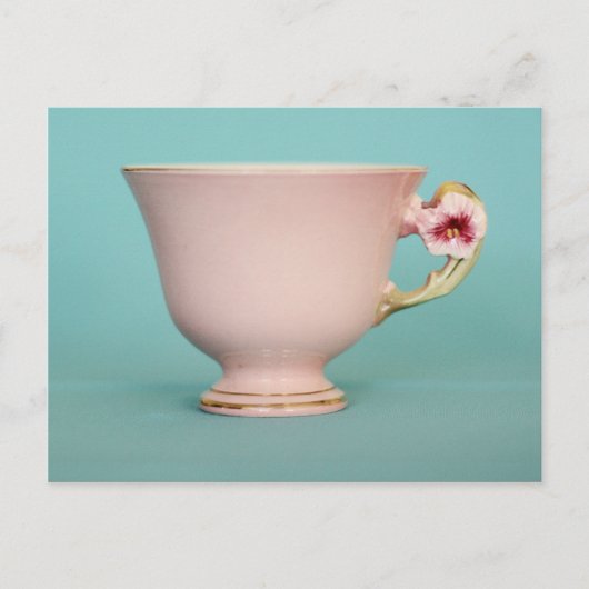 Roze Briefkaart Teacup (Voorkant)