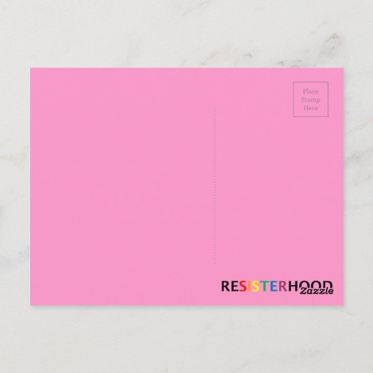 Roze Briefkaart tegen klepweerstand (Achterkant)