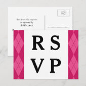 Roze Briefkaart van Argyle Wedding (Voorkant / Achterkant)