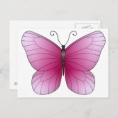 Roze Briefkaart van Butterfly (Voorkant / Achterkant)