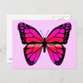 Roze Briefkaart van Butterfly (Voorkant / Achterkant)