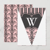 Roze Briefkaart van de Damask Party Bunting Banner (Voorkant / Achterkant)
