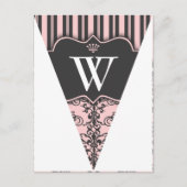 Roze Briefkaart van de Damask Party Bunting Banner (Voorkant)