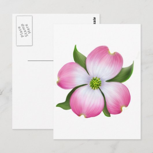 Roze Briefkaart van Dogwood (Voorkant / Achterkant)