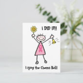 Roze Briefkaart van Ribbon Chemo Bell (Staand voorkant)