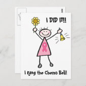 Roze Briefkaart van Ribbon Chemo Bell (Voorkant / Achterkant)