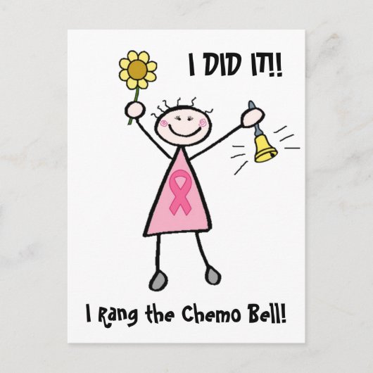 Roze Briefkaart van Ribbon Chemo Bell (Voorkant)