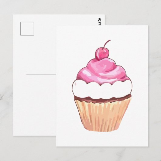 Roze Briefkaart voor perskoeken (Voorkant / Achterkant)