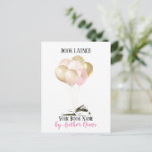 Roze Briefkaart voor uitnodiging voor boeklancerin (Staand voorkant)