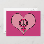 Roze Briefkaart voor vrouwenrechtenliefde (Voorkant / Achterkant)