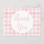 Roze briefkaarten van Gingham Laurel Crest (Voorkant)