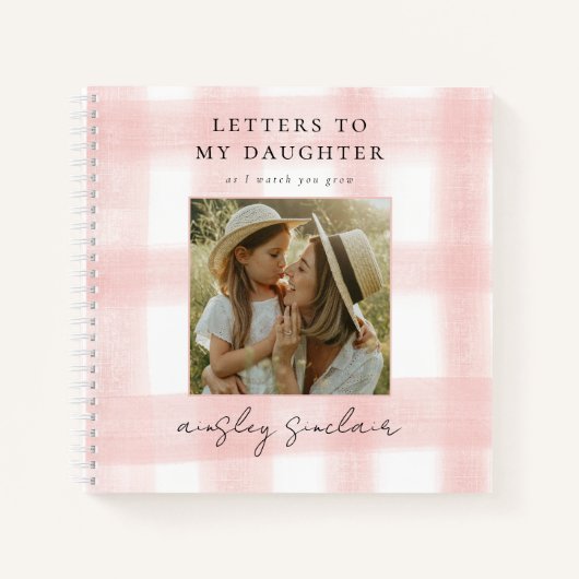Roze brieven aan mijn dochter Keepsake Gingham Fot Notitieboek (Voorkant)