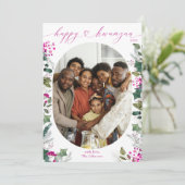 Roze & Bright Family Photo Happy Kwanzaa Kaart (Staand voorkant)