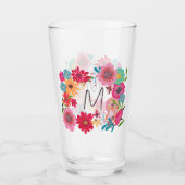 Roze Bright Wildflower Vrijgezellenfeest Glas (Achterkant)