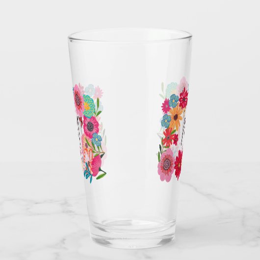 Roze Bright Wildflower Vrijgezellenfeest Glas (Links)