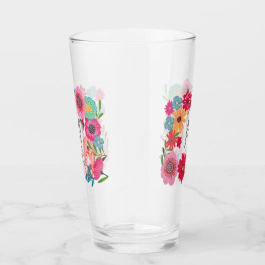 Roze Bright Wildflower Vrijgezellenfeest Glas (Rechts)