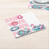 Roze Bring Uw Eigen Zwembad Party Kartonnen Onderzetters (Schuin)