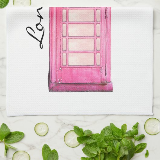 Roze - Britse telefooncel - Londense theehanddoek Theedoek (Gevouwen)