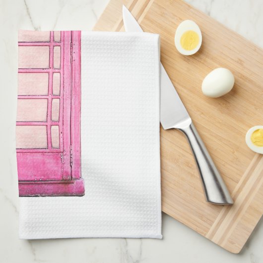 Roze - Britse telefooncel - Londense theehanddoek Theedoek (Quarter Fold)