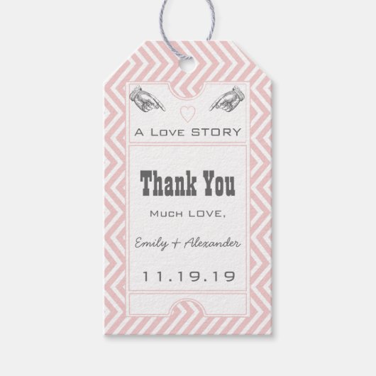 Roze  Broadway Ticket Weddenschap Bedankt Cadeaulabel (Voorkant)