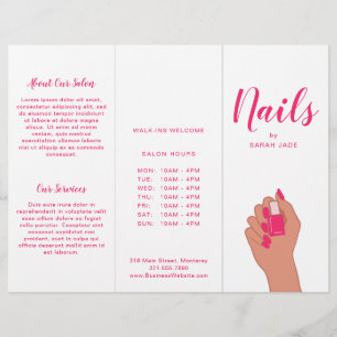 Roze brochure Fuschia Modern Nail Salon Trivoudig