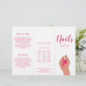 Roze brochure Fuschia Modern Nail Salon Trivoudig (Staand voorkant)