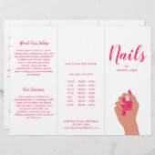 Roze brochure Fuschia Modern Nail Salon Trivoudig (Voorkant / Achterkant)