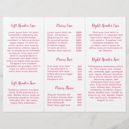 Roze brochure Fuschia Modern Nail Salon Trivoudig (Achterkant)