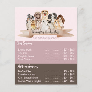 Roze Brochure Honden Trimmer Service Aanbiedingen