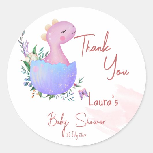 Roze broed binnenkort baby shower dank u ronde sticker (Voorkant)