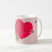 Roze Brons Roos Rode Hart Valentijnsdag Koffiemok (Voorkant rechts)