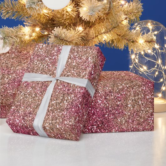 Roze Bronze Ombre Sparkle Glitter Cadeaupapier (Feestdagen)