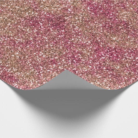 Roze Bronze Ombre Sparkle Glitter Cadeaupapier (Hoek)