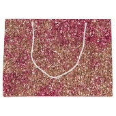 Roze Bronze Ombre Sparkle Glitter Groot Cadeauzakje (Voorkant)