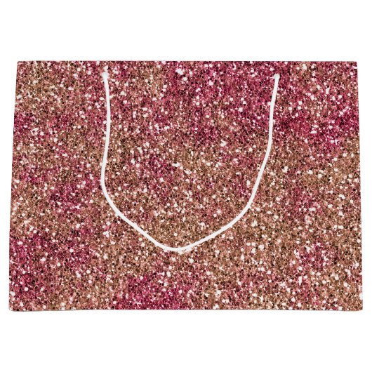 Roze Bronze Ombre Sparkle Glitter Groot Cadeauzakje (Voorkant)