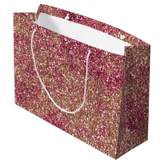 Roze Bronze Ombre Sparkle Glitter Groot Cadeauzakje (Achterkant Gekanteld)