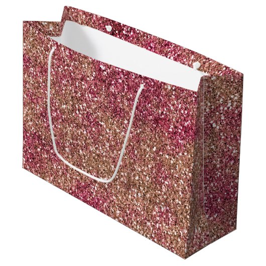 Roze Bronze Ombre Sparkle Glitter Groot Cadeauzakje (Voorkant Gekanteld)