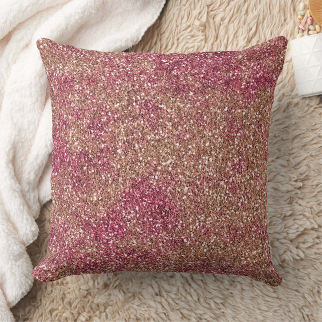 Roze Bronze Ombre Sparkle Glitter Kussen (Deken)