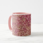 Roze Bronze Ombre Sparkle Glitter Mok (Voorkant links)